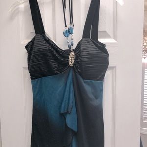 Gidani Sleeveless Black/Blue Sparkling Top